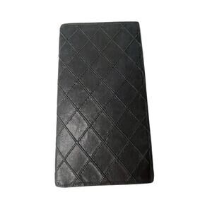 Chanel Quilted Double Stitched Leather Long Wallet Black